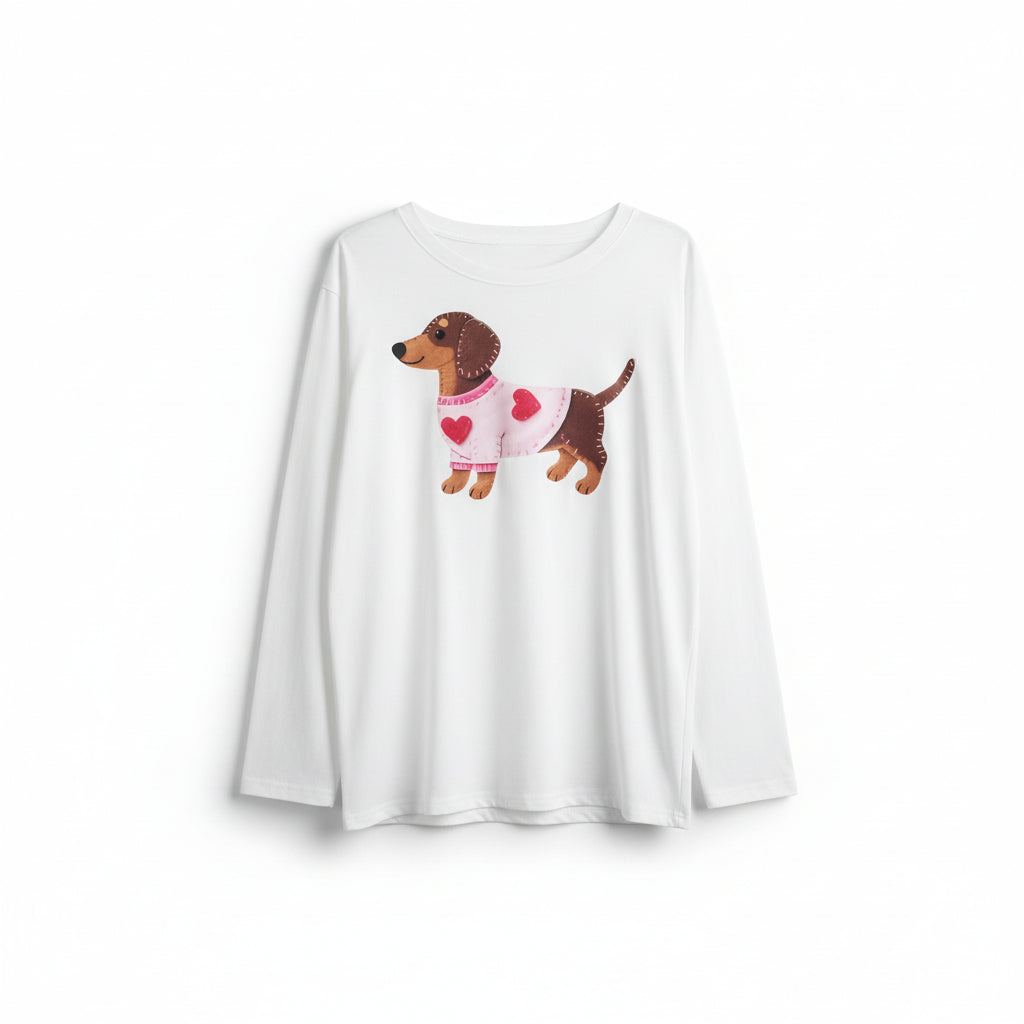 Dackel-Liebe Longsleeve – „Herzchen-Edition“ (Gr. XL / 46) 🐾❤️