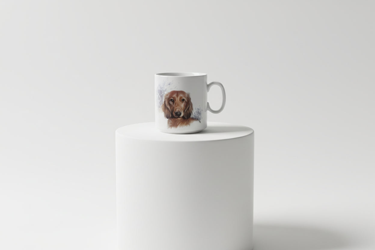 Porzellan-Kaffeebecher "Dackel-Blick" ☕🐶 (Standardgröße)