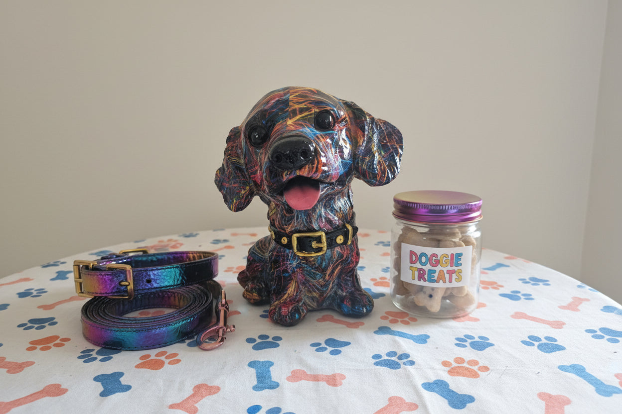 Moderner Graffiti-Dackel „Art Dog“ – Farbenfrohe XL Deko-Figur ca. 21 cm