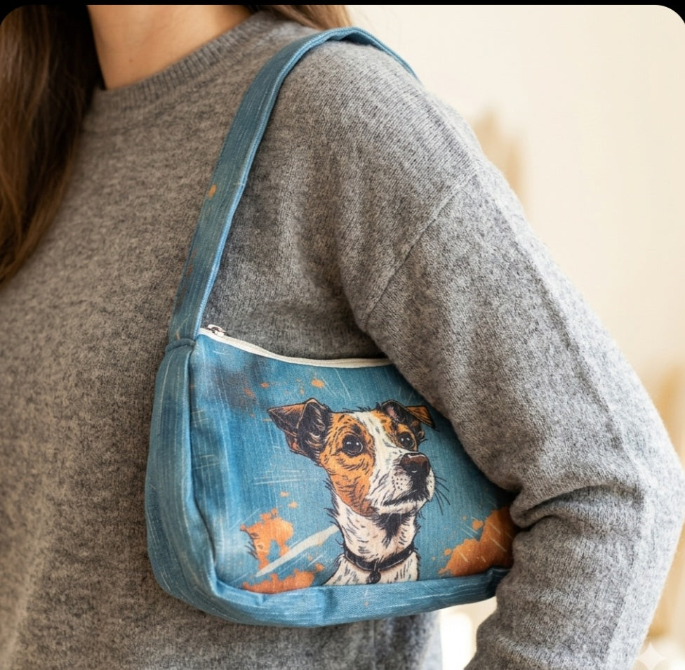 Edle Mini-Bag „Hundefreund“ – Weicher Cord-Stoff & Beidseitiges Design