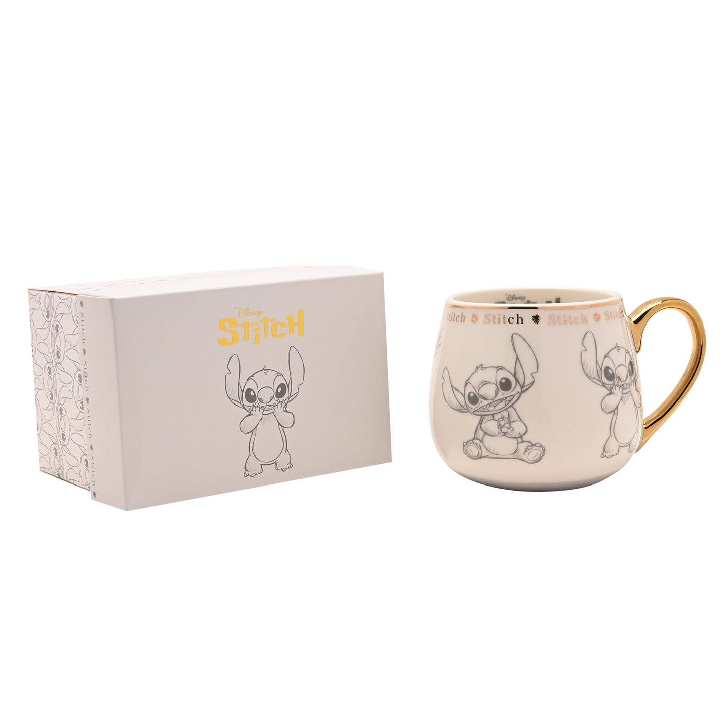Disney Stitch Keramiktasse mit goldenem Henkel & Goldrand – Edles Sammlerstück