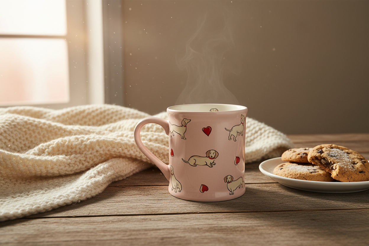 Keramiktasse „Dackel-Glück“ 🐾 – Spülmaschinenfest & Mikrowellengeeignet