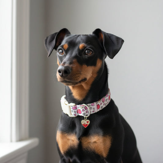 Weißes Herz-Halsband mit Herz-Anhänger (Größe M)