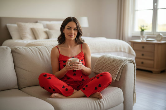 2-Teiler Schlafanzug Set „Herzliebe“ in XL – Bequemer Stretch-Mix