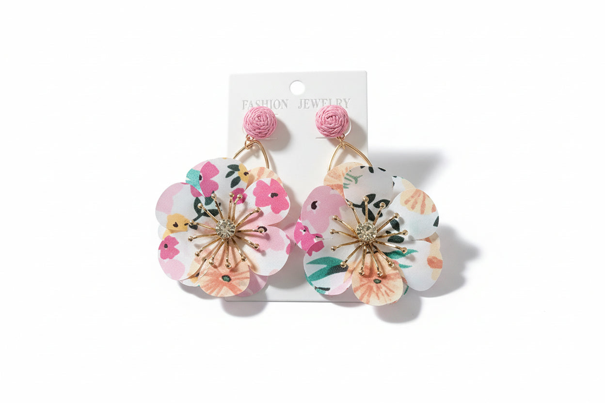 Titel: Florale Statement-Ohrringe "Frühlingszauber" – Bunte Blüten-Details