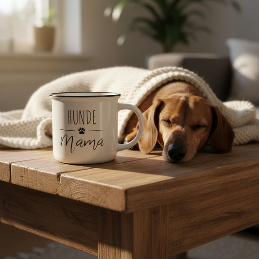 Charmante Emaille-Look Tasse „Hunde Mama“ – Ein Must-have für Hundeliebhaber