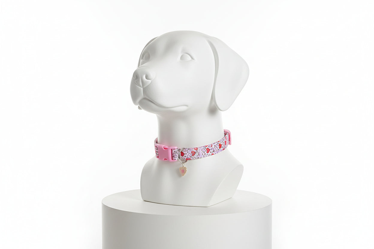 💖 Herz-Set "Sweet Love" – Rosa Halsband mit Anhänger (Größe M)