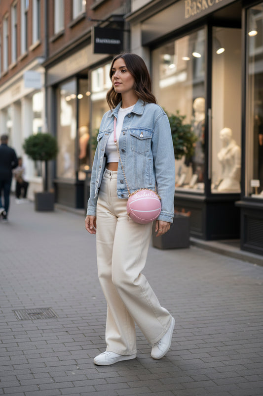 Titel: Stylische Basketball-Handtasche "Sporty Pink" – Trendiges Accessoire