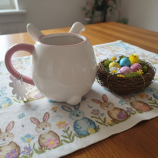 Niedliche Hasen-Tasse mit Schlappohren – Handbemalte Keramik für dein Lieblingsgetränk