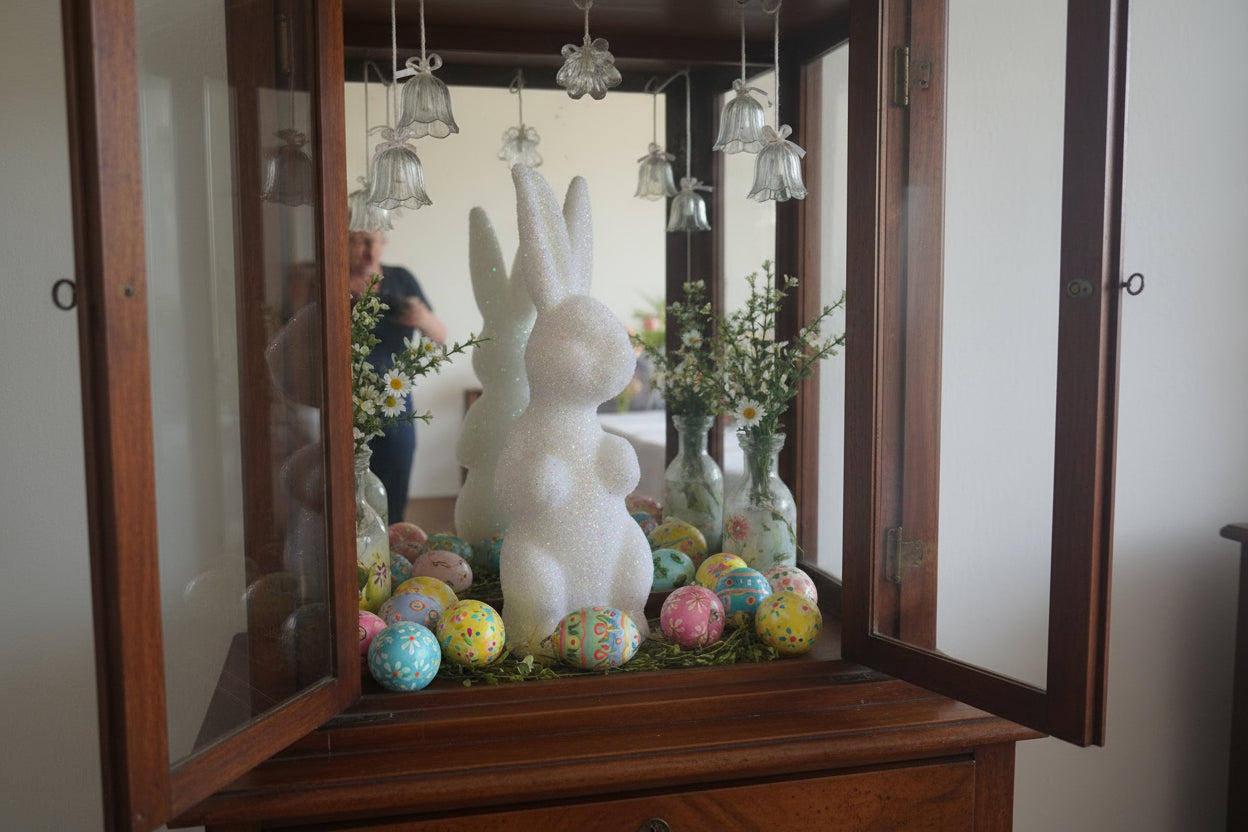 XL Glitzer-Osterhase „Starlight“ – Funkelnde Deko-Figur ca. 41 cm Weiß