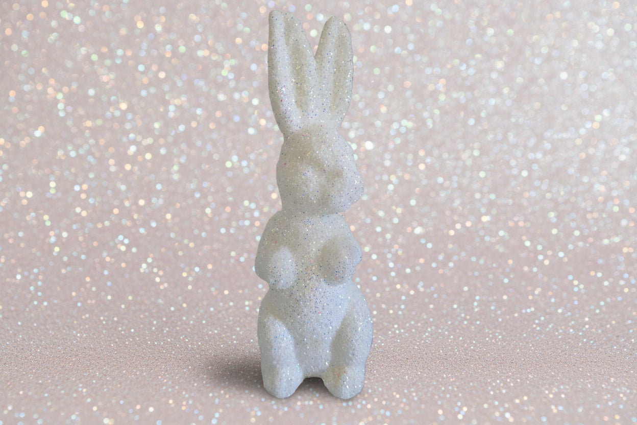 XL Glitzer-Osterhase „Starlight“ – Funkelnde Deko-Figur ca. 41 cm Weiß