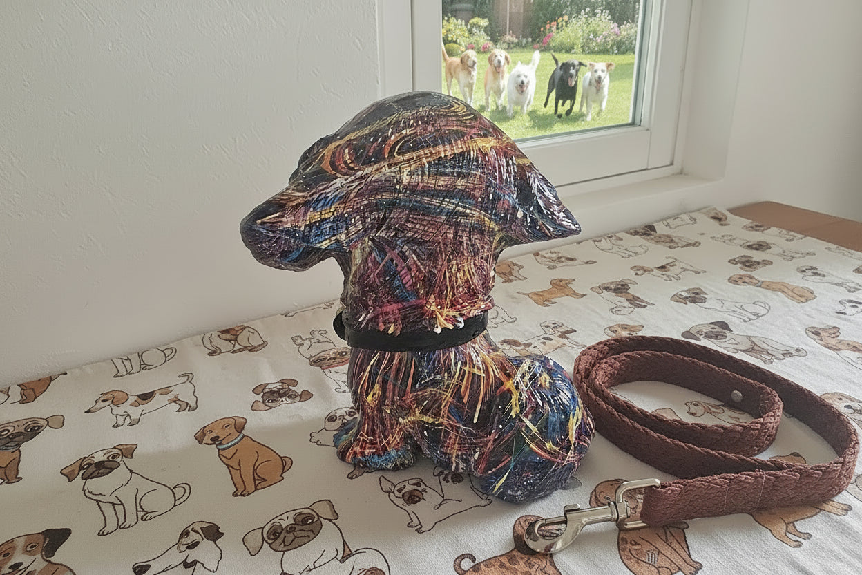 Moderner Graffiti-Dackel „Art Dog“ – Farbenfrohe XL Deko-Figur ca. 21 cm