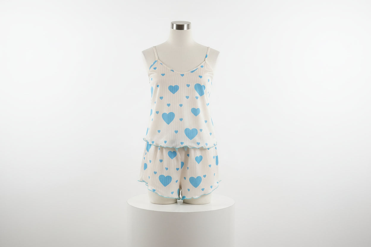 Süße Träume im Herzchen-Look – Pyjama-Set „Blue Hearts“