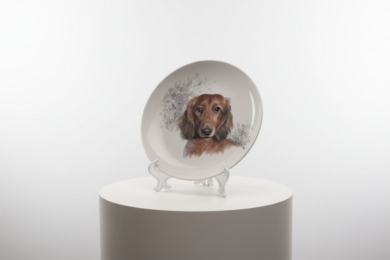 Porzellan-Frühstücksteller "Dackel-Liebe" ❤️🐾 (20 cm)