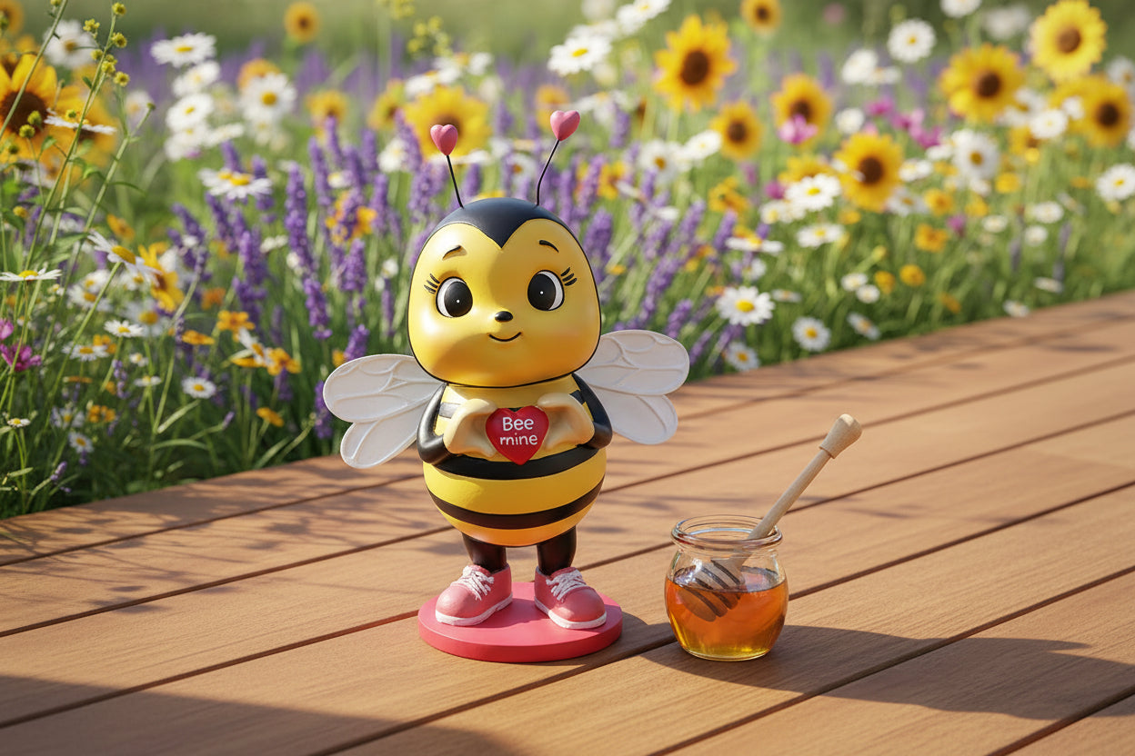 Süße Deko-Biene „Bee mine“ – 22 cm Figur mit Herz-Botschaft & Sneakern