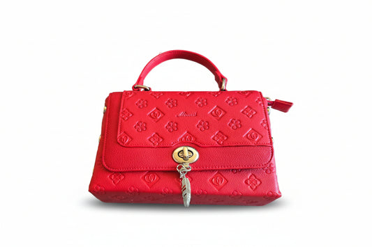 MICUSSI Milano – Elegante Handtasche in Signalrot – „Made in Italy“ – Edle Logo-Prägung – NEU