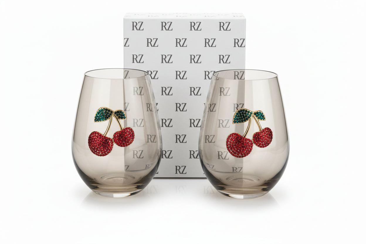 Rachel Zoe Designer-Gläser "Sparkling Cherry" – Edles 2er Set