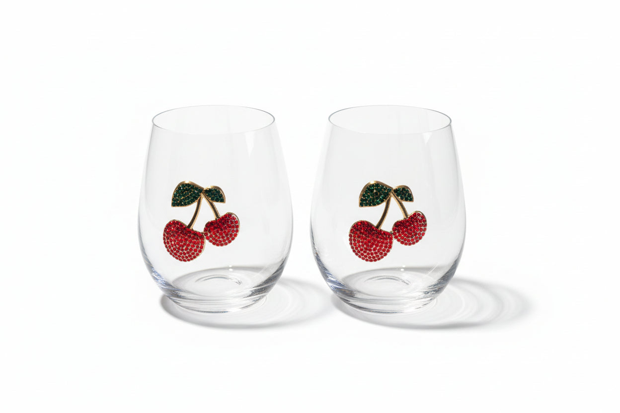Rachel Zoe Designer-Gläser "Sparkling Cherry" – Edles 2er Set