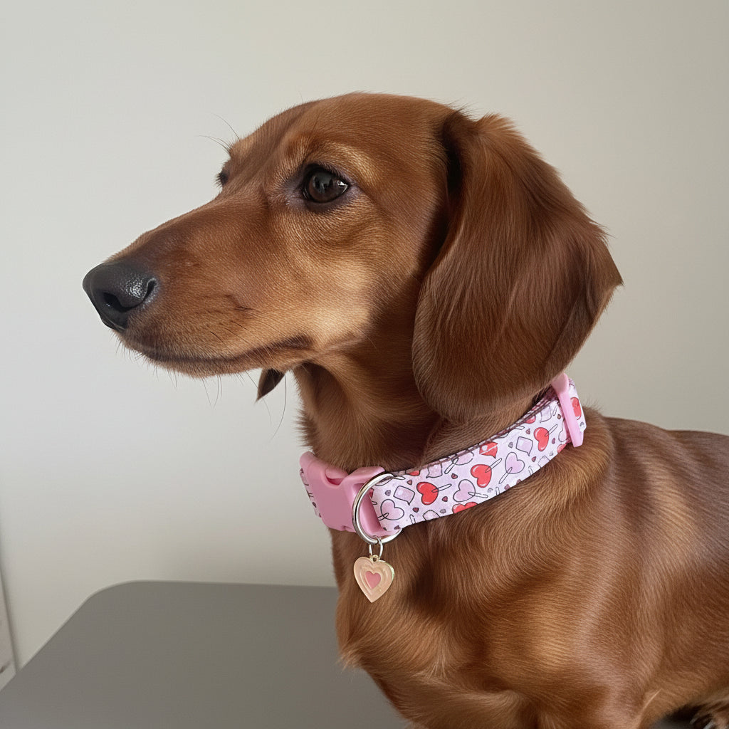 💖 Herz-Set "Sweet Love" – Rosa Halsband mit Anhänger (Größe M)