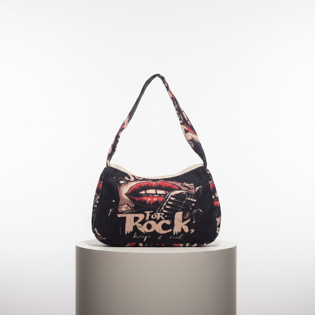 Rock 'n' Roll Schultertasche "Keep it real" – Cord-Optik